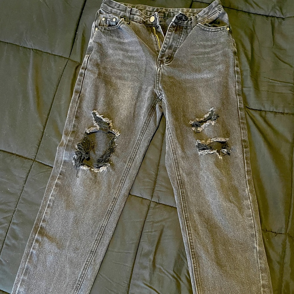 Black Faded Distressed Jeans